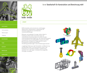 bode-wrede.com: Bode & Wrede - Gesellschaft für Konstruktion und Berechnung mbH
Bode & Wrede entwickelt und konstruiert als unabhängiges Ingenieurbüro Stahlstrukturen, Hebezeuge und Handhabungsgeräte für verschiedenste Industrieanwendungen.