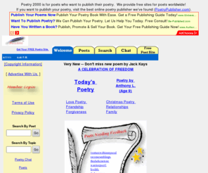 poets2000.com: Poetry, poets, and poems
The home page of Electronic Poetry.  Free poetry sites for poets that want to publish their poetry on the web