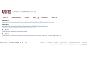 uhsinc.com: Hospital Management - Universal Health Services
Universal Health Services (UHS) is Fortune 500 hospital management company that operates over 100 acute care, behavioral health, and ambulatory facilities.