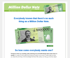 milliondollarnote.com.au: Australian Million Dollar Note - Million Dollar N
The home of the Australian Million Dollar Note, Customised Million Dollar Notes and Million Dollar Greeting Cards.
