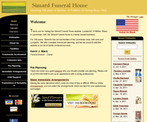 simardfuneralhome.com: Simard Funeral Home : Leominster, Massachusetts (MA)
Simard Funeral Home : Honoring 100 years of Service - A Tradition Of Caring Since 1906