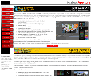 syntheticaperture.com: Synthetic Aperture
We specialize in professional digital video production tools, including the Video Finesse plug-ins for Adobe Premiere, Echo Fire for Adobe After Effects and Photoshop and Color Finesse for Adobe After Effects and Apple Final Cut Pro