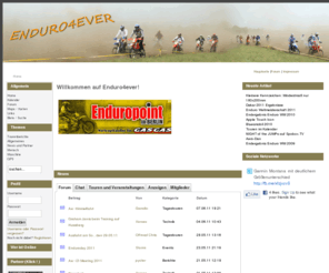 enduro4ever.info: Enduro4ever - Home
Enduro4ever - ein Portal und Forum für Endurosport, Moto Cross und andere Aktivitäten mit dem Motorrad in unwegsamen Gelände