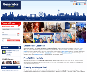 generatorhostels.net: London Hostels and Berlin Hostels - European Hostels for Travellers looking for budget accommodation| Generator Hostels
Best Hostels in London, Berlin, Copenhagen, Dublin and Hamburg with central locations and great rates for dorms and private rooms.  Awards 2010: Hostel of the year, Budget Accomodation of the year and much more!