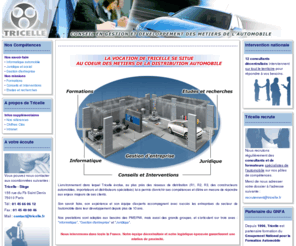 tricelle.com:  des métiers de l'automobile
Conseil en Gestion et Développement des Métiers de l'Automobile. 
Spécialistes de la distribution automobile, nos consultants interviennent quotidiennement dans les domaines suivants : informatique, juridique et gestion.