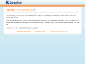 heptagon7.org: heptagon7.org Coming Soon!
The owner of this domain has not yet uploaded their website.