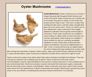 oyster-mushrooms.com: oyster-mushrooms.com
oyster-mushrooms.com contains information about oyster mushrooms. Nutrition data, history, origins.