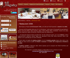 restaurantpyrenees.com: Hotel Pyrénées - El Restaurant Pyrénées
Hotel Pyrénées t'ofereix , entre altres coses, servei de bar, cafeteria, desdejuni bufet , guardaesquís, internet wifi , opció caixa seguretat, parquing, piscina exterior, pista de tenis