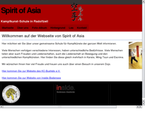 spirit-of-asia.info: Spirit of Asia - Kampfkunst in Radolfzell
Kampfkunstschule, in Radolfzell. Das Spirit of Asia bietet bietet Wing Tsun, Escrima, Karate und Jiu Jitsu an. Schauen Sie vorbei