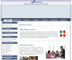 expad.org: EXCELENCIA PARA LA DIRECCIÃN - ESCUELA
EXPAD, es una organizaciÃ³n educativa que tiene como misiÃ³n formar, 
educar y mantener siempre actualizado a los directivos y demÃ¡s 
miembros de la empresa, mediante el anÃ¡lisis y descripciÃ³n de las 
posibilidades, que tanto ellos - hombres de gestiÃ³n - tienen 
para Crear y Dirigir una verdadera OrganizaciÃ³n., EXPAD, es una organizaciÃ³n educativa que tiene como misiÃ³n formar, 
educar y mantener siempre actualizado a los directivos y demÃ¡s 
miembros de la empresa, mediante el anÃ¡lisis y descripciÃ³n de las 
posibilidades, que tanto ellos - hombres de gestiÃ³n - tienen 
para Crear y Dirigir una verdadera OrganizaciÃ³n.