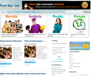 post-bac.net: Post Bac .net : La communauté des formations Post Bac
Post Bac.net est un magazine d’information sur l’orientation post bac : bts, dut, licence, master, école, concours.