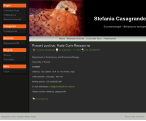 stefaniacasagrande.com: Stefania Casagrande
Eco-physiologist – Behavioural ecologist