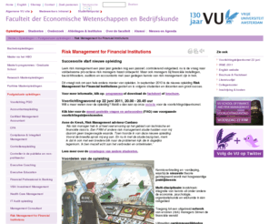 riskvu.com: Risk Management for Financial Institutions - Postgraduate opleidingen - Faculteit der Economische Wetenschappen en Bedrijfskunde, Vrije Universiteit Amsterdam
