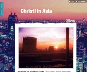 christi.asia: Christi in Asia
Hello, my name is Christi and I live in Japan. I left my life as a moderately successful designer in Arizona behind to chase my dream (or my tail) of living in Japan. I work as an English teacher, but...