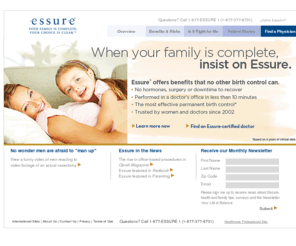 essured.net: Essure - Permanent Birth Control by Conceptus
Welcome to Essure, the most effective, non-surgical, hormone-free, permanent birth control  procedure.