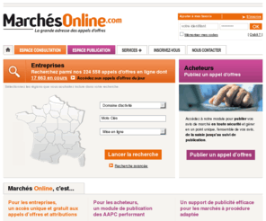 tech-hotline.com: Appels d'offres, mapa, avis de marché, marchés publics
Retrouvez les appels d'offres publics et mapa parus dans Le Moniteur, BOAMP, JOUE, JAL, presse locale... et ce pour tous les secteurs d'activité