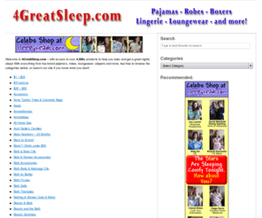 4greatsleep.com: 4 Great Sleep - For All Your Sleepwear Needs
4 Great Sleep has everything you need for a nice relaxing sleep.