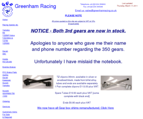 greenhamracing.co.uk: Geoff Greenham Racing
Motorcycle Road Racing New and Used Spares.  