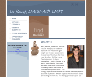 lizkampf.com: Liz Kampf, LMSW-ACP, LMFT
Liz Kampf provides counseling and therapy in and around Bellaire,TX