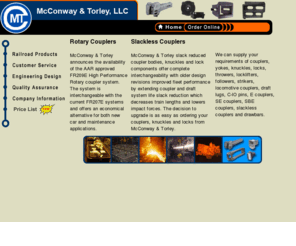 mcconway.com: McConway & Torley Railcar Products
McConway & Torley Group, Your one stop shopping for all your railcar needs. Yokes, Knuckles, Couplers  and More
