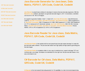 eyeonbarcode.com: .NET Barcode for .NET, VB.NET, Java Barcode, C#, ASP.NET
.NET Barcode Generator for .NET, C#, VB.NET, ASP.NET. Java Barcode Generator & Reader.