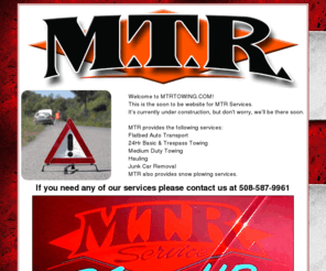 mtrtowing.com: Towing, Auto Transport, MA - MTR
Vehicle transport towing, and recovery services