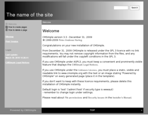 davidhelmey.com: The name of the site - Welcome
CMSimple is a simple content management system for smart maintainance of small commercial or private sites. It is simple - small - smart!
