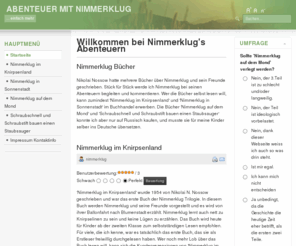 nimmerklug.com: Willkommen bei Nimmerklug's Abenteuern
Abenteuer mit Nimmerklug in den Büchern 'Nimmerklug im Knirpsenland', 'Nimmerklug in Sonnenstadt', und 'Nimmerklug auf dem Mond'