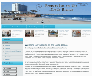 propertiesinthecostablanca.com: Costa Blanca Web Services - Costa Blanca Web Services
Specialists for programming (Access, Excel, Visual Basic etc.), Creating static or dynamic web sites with Javascript, DHTML, Flash, CGI, Perl, PHP. We programm the database for your need, offline or on the Internet (ODBC, mySQL).