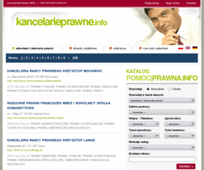 kancelarieprawne.info: KancelariePrawne.INFO - informacja o usługach prawniczych - kancelarie: adwokackie, notarialne, radców prawnych, doradców podatkowych i patentowych, notariusze, rzecznicy patentowi, doradcy podatkowi
KancelariePrawne.INFO - Bank informacji prawnych. Gdzie znajdują się adwokaci, radcowie prawni oraz kancelarie. Doradcy podatkowi, notariusze i rzecznicy patentowi