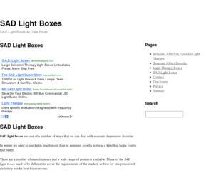 sadlightboxes.net: SAD Light Boxes
SAD Light Boxes At Great Prices! Get Your SAD Light Boxes Today!