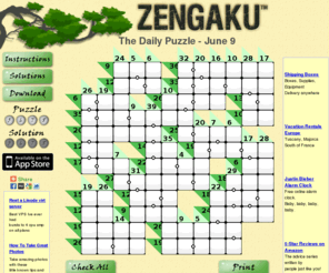 zengaku.com: Zengaku.com | Daily Puzzle April 18
Zengaku is a logic puzzle that mixes sudoku and kakuro puzzles together.  Come back for a new puzzle everyday!