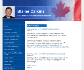 blainecalkins.com: Blaine Calkins : Conservative Candidate for Wetaskiwin : Home
Blaine Calkins : Conservative Candidate for Wetaskiwin, 