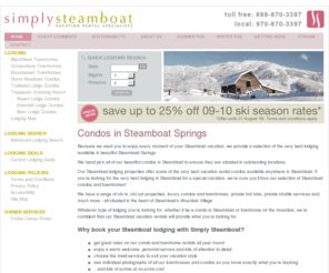 condosinsteamboatco.com: Condos in Steamboat Springs by Simply Steamboat
Great Lodging Deals on Condos in Steamboat. Book online or by phone.