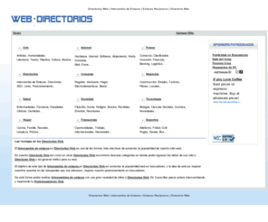 web-directorios.com: Directorios Web - Intercambio de Enlaces
Mejora tu Posicionamiento! Directorios Web: Listado de enlaces ordenados por categorias - Intercambio de Enlaces - Directorio de Paginas