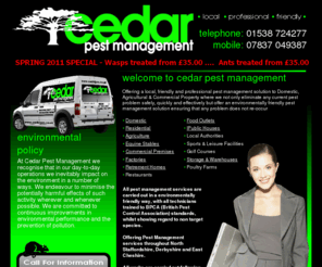 cedarpm.co.uk: home
Cedar Pest Management, a local, friendly and proffessional pest management service.