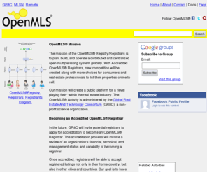 seanhogan.com: OpenMLS® Registry and Accredited OpenMLS® Registrars
OpenMLS® Registry is the technical body for resolving and maintaining
accredited OpenMLS® registrars. Its main focus is to stabilize and support
its accredited listings registrars globally.