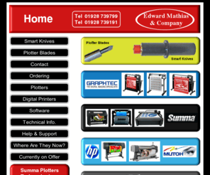 signupdate.net: Home
Edward Mathias & Co. Manufacturers and suppliers of plotter blades, smart knives, plotters, digital printers, software, signmaking supplies, tungsten carbide, router cutters