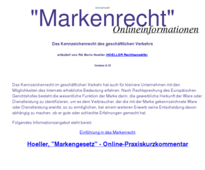 markeng.info: Hoeller, "Markengesetz" - Markenrechtkommentar -
bonnanwalt Onlinepraxiskurzkommentar Markenrecht