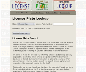 licenseplateslookup.com: License Plate Lookup | License Plate Search
50 state license plate lookup. Perform a license plate search with complete DMV records.