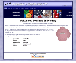 sommersembroidery.com: Sommers Embroidery - Home Page
Custom embroidery in Hudson, Wisconsin, that emphasizes affordable, high quality, commercial grade sports logos, garments, gifts, and patches for you with unsurpassed personal service.