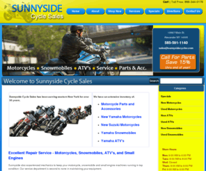 sunnysidecyclesales.com: yamaha motorcycles for sale | suzuki motorcycles for sale | snowmobiles | atvs - Alexander NY
Purchase your next Yamaha or Suzuki motorcycle, snowmobile, atv. Experts in small engine repair in western New York. Call us at 585-591-1140.