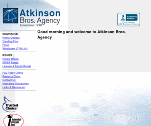 atkinsonbrothers.net: Insurance (Flood, Dwelling Fire, and Windstorm) Notary Bonding and Licensing (Atkinson Bros.)
Get a FREE QUOTE for Flood, Dwelling Fire, and/or Windstorm Insurance by calling (800) 929-6093.