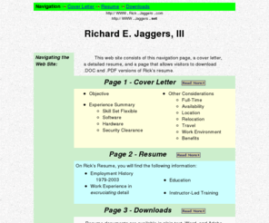 thejaggers.net: Overview: Richard Jaggers Resume Website
Richard Jaggers Resume Website: Overview & Navigaton Hints