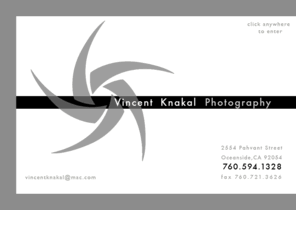 vincentknakal.com: Vincent Knakal Photography
A San Diego, California commercial photographer specializing in corporate, youth market, architectural, food, product, annual report and people photography.