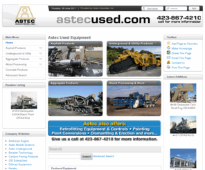 astecused.com: Astec Used Equipment
AstecUsed.com - New and Used Asphalt Equipment,  Aggregate and Mining Equipment, Underground and Utility Equipment and Wood Processing Equipment