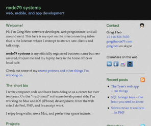 node79.com: node79.com / Greg Heo
node79 systems is the online business home of Greg Heo