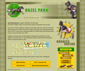 hazel-park-raceway.com: Hazel Park Raceway
Hazel Park Raceway features harness racing daily. It is located in Hazel Park, Michigan.