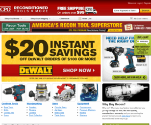 recontooloutlet.com: Reconditioned Tools | Reconditioned Power Tools | Refurbished Products | Factory Reconditioned Tools at CPO
ReconditionedTools.com offers the largest selection of factory reconditioned tools, reconditioned power tools, refurbished products on the web. Reconditioned tools perform like new and save you lots of money, plus factory reconditioned tools are backed by a manufacturer warranty.