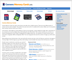 cameramemorycards.info: Camera Memory Cards
Find cheap and best Camera Memory Cards and related camera products to the market from manufacturers.